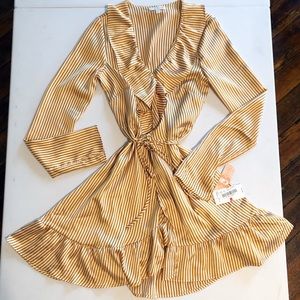 GIANNI BINI Striped Wrap Dress